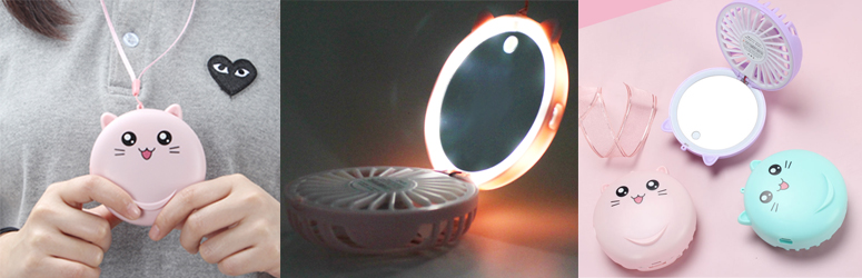 LED mirro fan with light ,mini mirror fan with LED light ,gift  fan ,handhold fan 