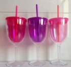 YL-T426 double layer Goblet shape plastic cup with straw